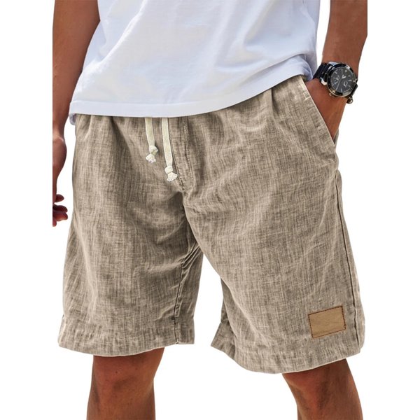 Novedad Pantalones Cortos De Lino Transpirables Retro Para Hombre Sueltos De Vacaciones Moda Pantalones Cortos Casuales 2XL Gray-image
