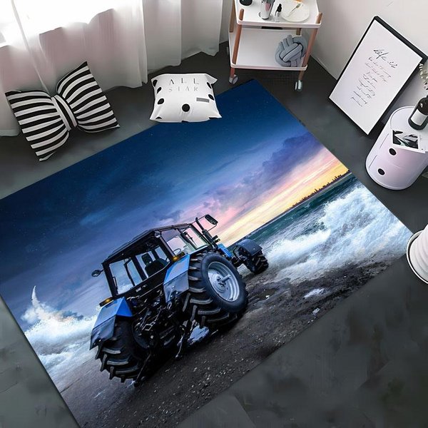 Alfombra Con PatróN Serie Tractor Coche, ArtíCulos Para El Hogar Para Sala De Estar Y Dormitorio, Alfombra Para Sofá Para HabitacióN Infantil, Felpudo Para Piso, Alfombra Antideslizante Regalo 40X60Cm (16X24In)-image