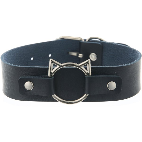 Collar Ajustado Cabeza De Gato Collar Mujer Negro Punk sexy Cuero PU Choker GóTico Cosplay Accesorios JoyeríA De Fiesta Black-image