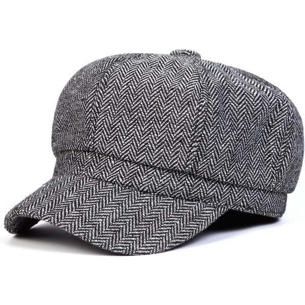 Unisex Herringbone Personalidad Newsboy Sombrero Primavera OtoñO Retro Boina Sombreros Salvaje Casual Sombreros Gorra Octagonal Gray-image