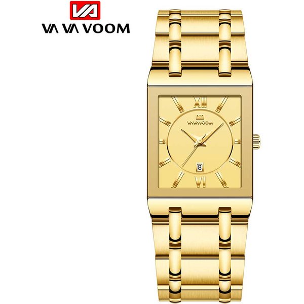 VA VA Voom Relogio Masculino Sport ZłOty Zegarek MężCzyźNi Super MęSkie Zegarki Top Marka Luksusowy ZłOty Kwarcowy Zegarek Ze Stali Nierdzewnej 30M Wodoodporny Zegarek Na RęKę ZłOcisty-image