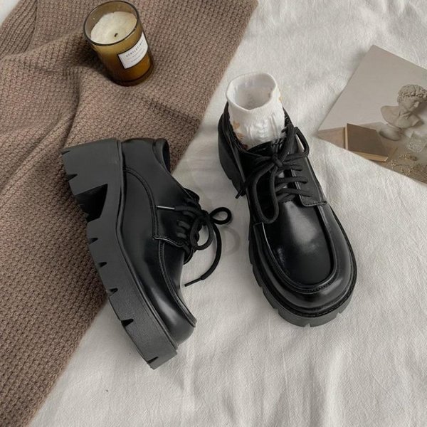 Zapatos De Uniforme, Zapatos De Cuero PequeñOs Para Mujer, Chica BritáNica, Zapatos Negros Desenfadados Japoneses, Zapatos Retro Mary Jane, Zapatos De Plataforma Lolita, TacóN Bajo 36 Black-image