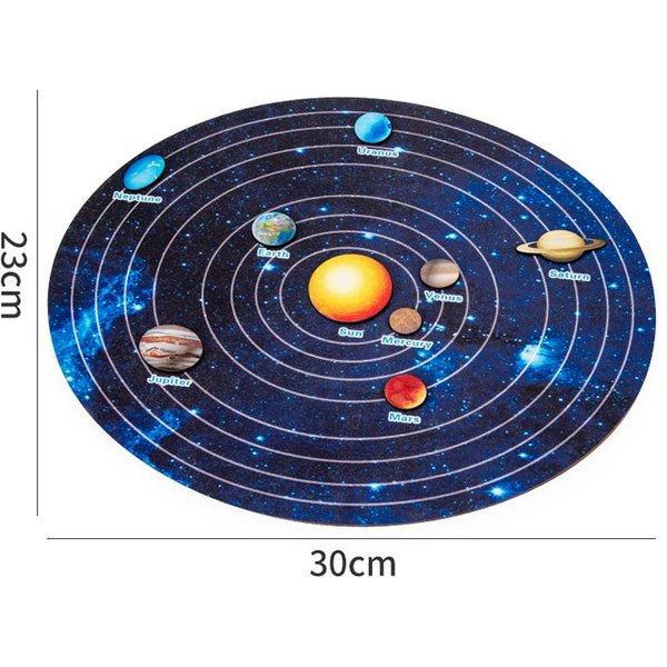 Rompecabezas Del Sistema Solar Montessori Para NiñOs, NiñO Y NiñA, Planetas De Madera, Rompecabezas, Juguete Para Juego De Mesa, AstronomíA, Juguete Educativo De Aprendizaje Black-image