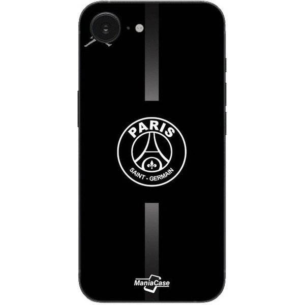 Funda Maniacase Para Iphone 16E Logo Psg Jordan Fondo Gris Negro Negro-image
