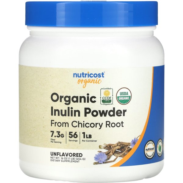 Nutricost, Polvo De Inulina OrgáNica, Sin Sabor, 16 Oz (454 Gramos)-image