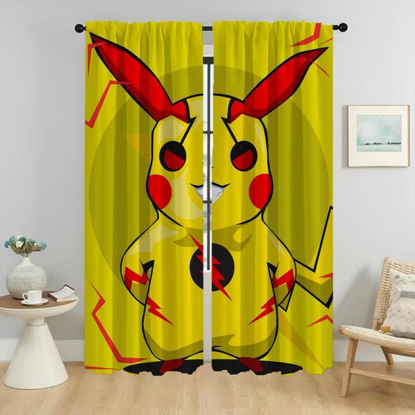 ZasłOny Do WnęTrza Domu 2 Sztuki P-Pokemones ZasłOna Okienna Do Pokoju 2 Panele Dekoracja Na Halloween Rolety Przegroda Salon Kuchnia W50Xh70Cmx2Pcs-Cl-image