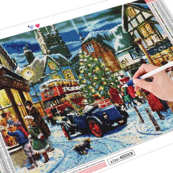 Pintura De Diamantes 5D Invierno Cuadrado Completo Redondo Diamante Mosaico Bordado PedreríA Paisaje Calle DecoracióN Del Hogar Full Square 20X30CM-image