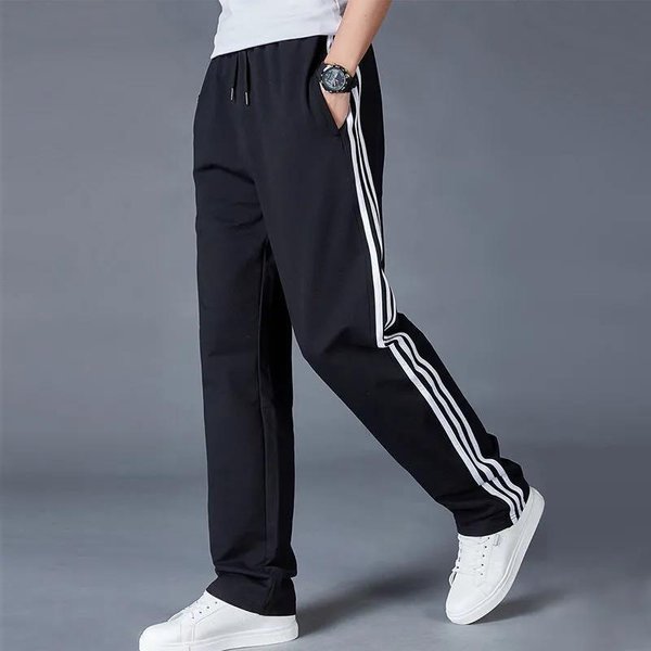 Pantalones Deportivos De Primavera Y OtoñO Para Hombre, Rectos, Sueltos, A Rayas, Informales, De Talla Grande, Combinables Xxxxl Gray-image