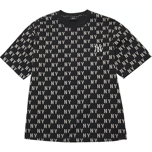 MLB New York Yankees Logo Codzienny T-Shirt Z OkrąGłYm Dekoltem Z Nadrukiem KróTki RęKaw Unisex Koszulki Czarne 3ATSM0843-50BKS XL Gray-image