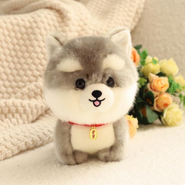Peluche De Perro Realista Y Esponjoso SimulacióN Cachorro Modelo Shiba Inu Corgi Husky Yorkshire BichóN Frisé Chow Chow MuñEco De Peluche Regalos 20Cm Beige-image
