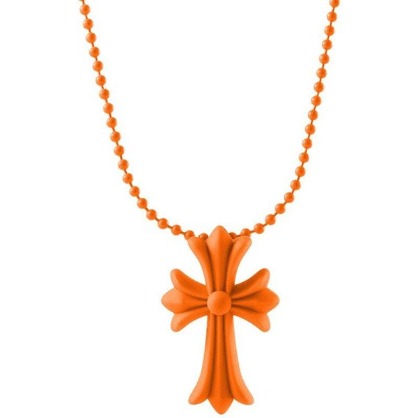 Collar De Cuentas Con Colgante De Cruz Colorida, Collar De Cruz Hip Hop Punk, JoyeríA De DeclaracióN De Moda Para Mujeres Y Hombres Naranja-image