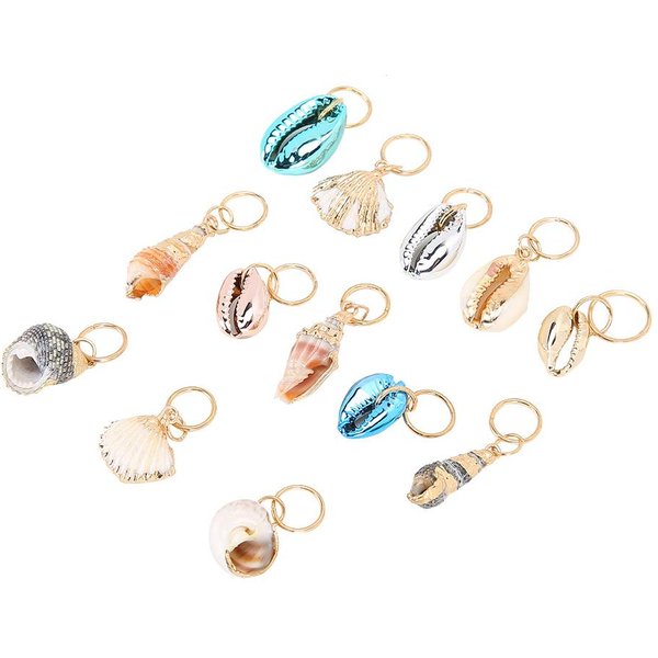 Anillos Para Trenzas De Cabello Anillo Para Rastas Anillo De Concha Para El Cabello Accesorios De DecoracióN Para El Cabello DIY Beige-image