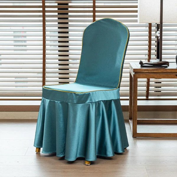 Funda De Silla DecoracióN De Fiesta Spandex Con Falda Plisada Uso EláStico Estirable Comedor Lujo CumpleañOs Hotel Banquete 1 Pieza Boda-image