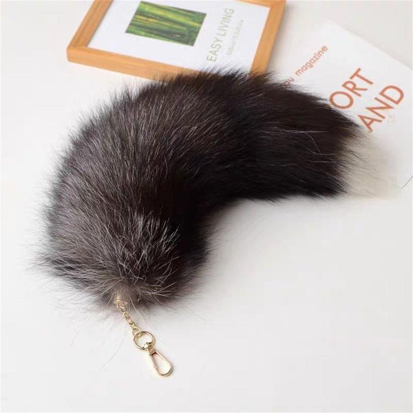 Pompony Pluszowy Ogon Brelok Do Kluczy Torba Z FręDzlami Futrzany Wisiorek Breloczek Ogon ZwierzęCy Brelok Kobiety Dziewczyna 40Cm 07-image