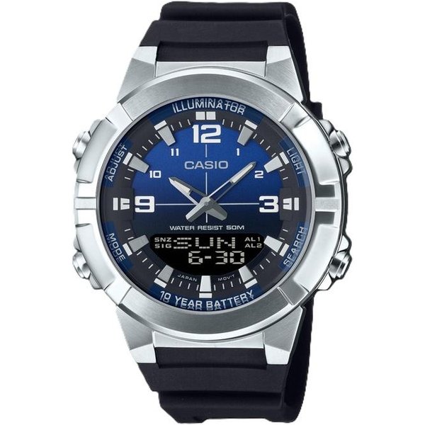Reloj De Pulsera Para Hombre Casio AnalóGico Digital CombinacióN Correa De Resina Esfera Azul Cuarzo AMW-870A-2AV Azul-image