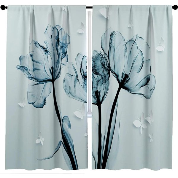 Kwiatowe Akwarelowe Wysoko ZaciemniająCe ZasłOny Do Kuchni ZasłOna Do Salonu Nowoczesna ZasłOna Do Sypialni ZasłOny Okienne 2 Szt. W55 X H120Cm X 2&Grommet Top-image