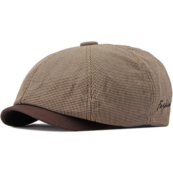 Wiosenna Letnia Czapka Gazeciarza W Kratę OśMiokąTna Czapka MęSka Vintage Berety Czapka Gatsby PłAska Czapka Z Bluszczu Cztery Pory Roku Gray-image