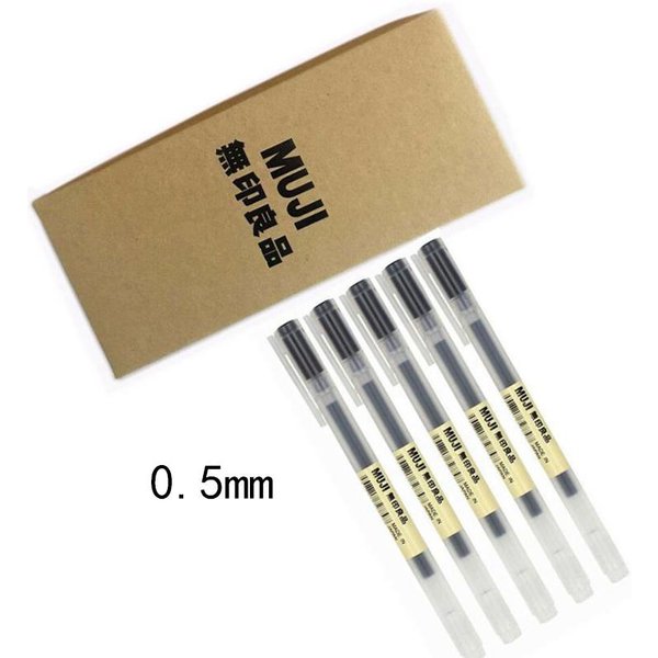 5 Szt. Muji Moma Japan 0,38 Mm / 0,5 Mm Nietoksyczny DłUgopis żElowy Niebieski / Czarny 0.5Mm Czarny-image