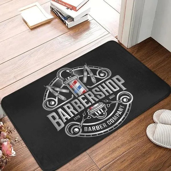 Znak Salonu Fryzjerskiego Wycieraczka WejśCiowa WystróJ AntypośLizgowe Maty Powitalne Do Domu Kuchnia Zmywalna Mata PodłOgowa Do łAzienki Dywaniki Balkonowe 40X60Cm Flannel-image