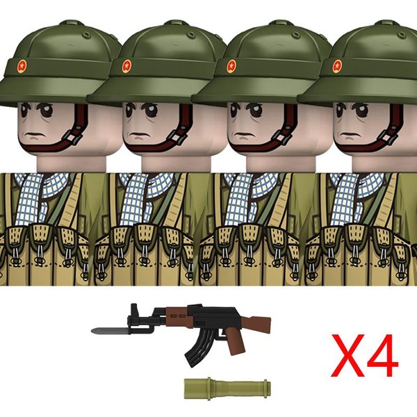 MOC II Wojna ŚWiatowa Wojna W Wietnamie ŻOłNierze Wojskowi Klocki Budowlane Wietnamscy AmerykańScy ŻOłNierze Piechoty HełMy Broń Klocki Zabawki ChłOpcy-image