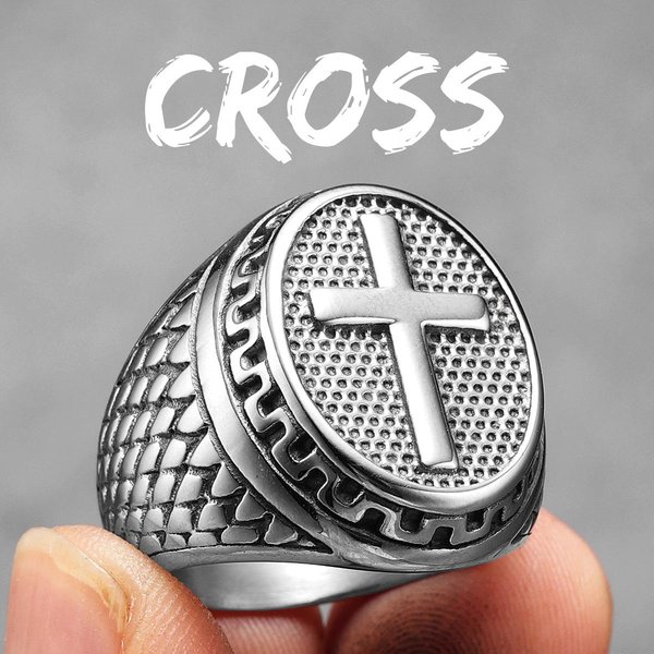 Cruz Cristiana Negro ReligióN Anillos Para Hombre Acero Inoxidable Punk Cosas Geniales Accesorios De Moda JoyeríA Para Mujer Regalo 13-image
