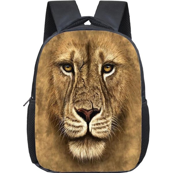 Mochila Escolar Infantil Lobo Mochilas Escolares Para NiñOs NiñAs Mochilas 3D Tigre LeóN Bolsas De GuarderíA Animales Aullando Impermeable Mini Mochila-image