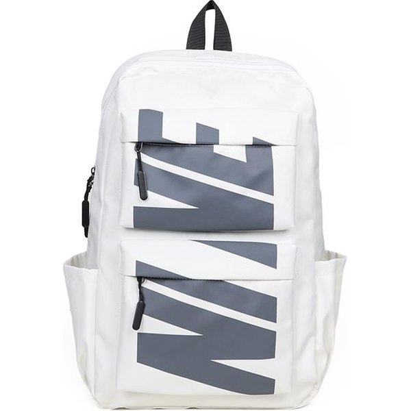 Mochila Escolar Para Estudiantes Mochila Para Hombre Mochila De Gran Capacidad Blanco-image