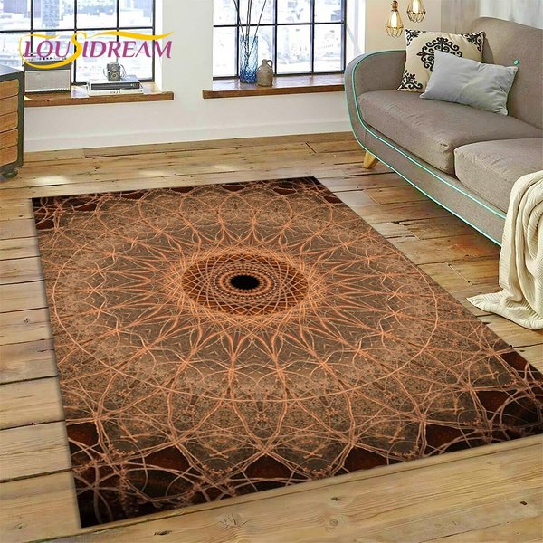 Alfombra Mandala MeditacióN Bohemia EspíRitu De La Naturaleza Yoga Para Hogar Sala De Estar Dormitorio Sofá Felpudo DecoracióN, Alfombra De ÁRea Alfombra Antideslizante 200X160Cm-image