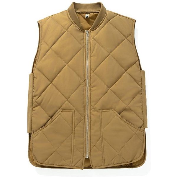 Nuevo Chaleco De Cuadros Para Hombre De OtoñO E Invierno Chaleco Acolchado De AlgodóN Casual Para Hombre Con Cuello De BéIsbol Chaleco 3XL Amarillo-image