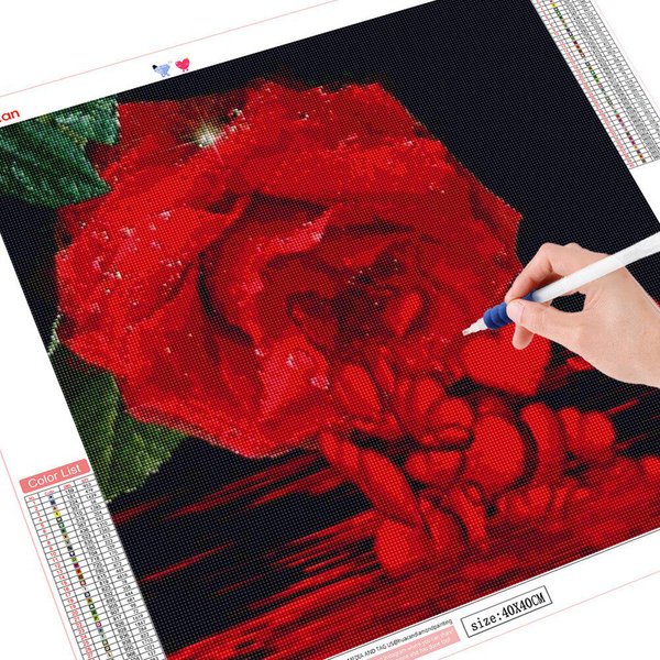 Pintura De Diamante 5D, Rosa, Mosaico De Diamantes, Flor, Bordado De Diamantes, Punto De Cruz, Redondo Completo 30X30-image