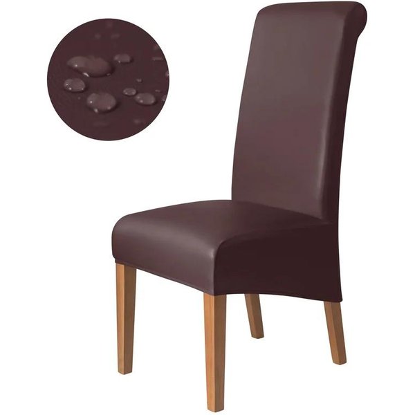 1 Pieza Fundas Para Silla De Comedor Impermeables De Cuero PU Color SóLido EláSticas Funda Grande Para Silla Antisucias Fundas Para Silla Removibles 1Pc Chair Cover-image