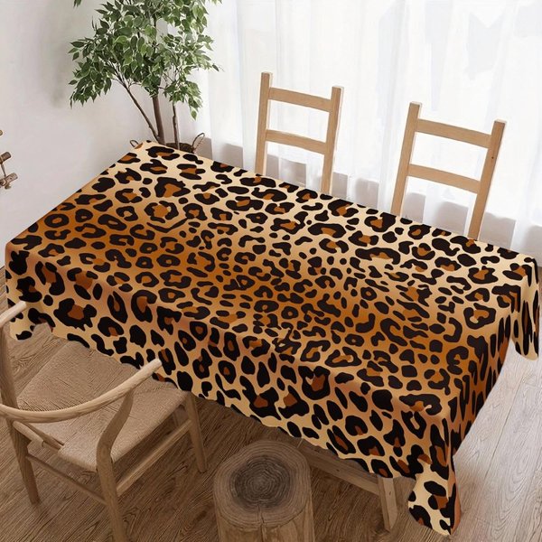 Mantel Rectangular Con Estampado De Leopardo Para DecoracióN De Mesa Cocina Comedor Impermeable Reutilizable Mantel Para Mesas Fiesta Picnic 140X140Cm-image
