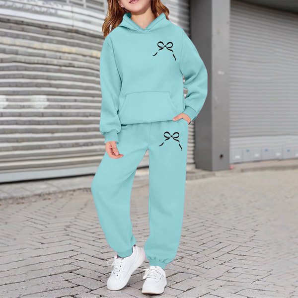 ChłOpcy DziewczęTa Dresy Odzież Bluza Z Kapturem Spodnie Dresowe Do Biegania Dresy Zestaw Modny StróJ 160 White-image