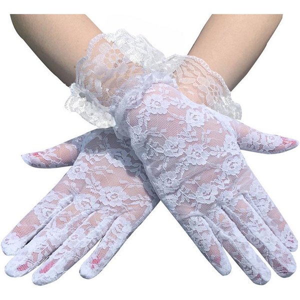 Guantes Sexys De Encaje CláSicos Negro Blanco Rojo Gris Piel ÓPera/Codo/MuñEca EláSticos SatéN Largos Con Dedos Guantes Flapper A Juego White-image