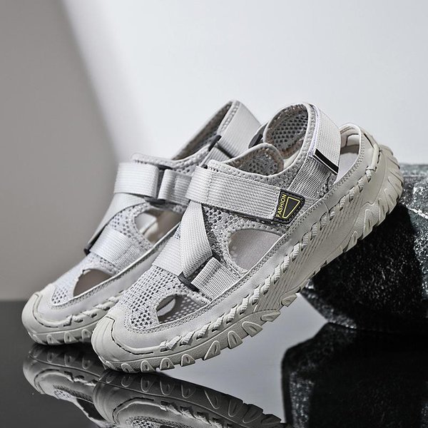 Sandalias De Verano Para Hombre, Zapatos Casuales De Cuero Genuino Para Hombre, Sandalias De Cuero Para Hombre Para Exteriores, Zapatos De Playa Para Hombre, Zapatos Romanos Para Hombre 46 Puro-image