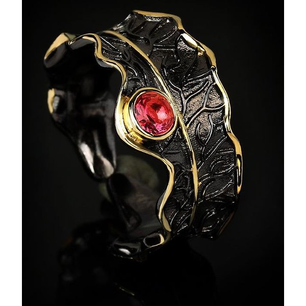ZircóN Natural Boutique Estilo Retro Anillo Abierto Hecho A Mano Para Mujer Oro Negro Dos Colores JoyeríA No. 10-image