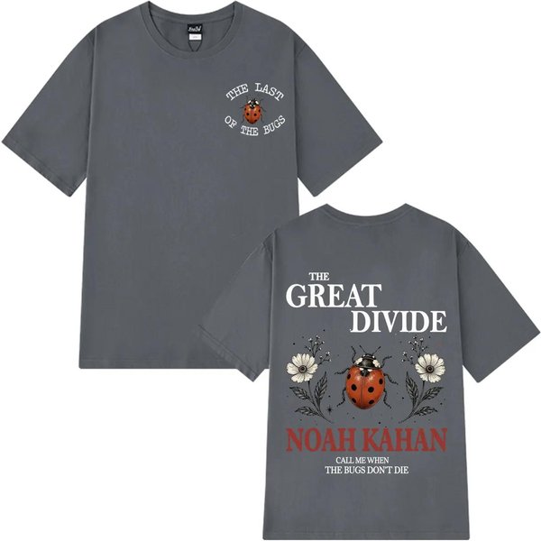 Noah Kahan The Great Divide Tour 2026 Camiseta GráFica Hombre Mujer Moda Camiseta Verano Manga Corta Holgada Casual Camisetas De AlgodóN Xxxl Gray-image