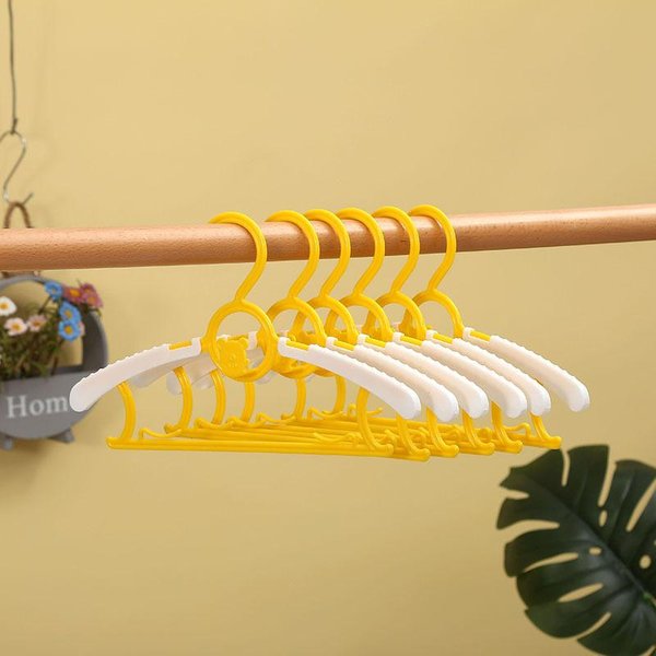 Percha Antideslizante Para Ropa De Bebé, Perchas De Almacenamiento Ajustables, Bonito Organizador De Ropa Para NiñOs, Armario, Perchero Para Abrigos De Bebé Y NiñOs 5PCS Amarillo Claro-image