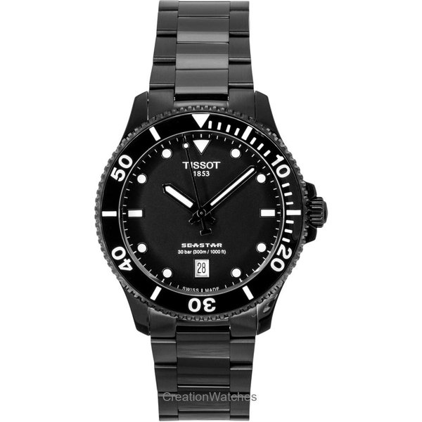 Tissot Seastar 1000 Acero Inoxidable Esfera Negra Cuarzo Reloj De Buceo T120.410.33.051.00 300M Para Hombre Negro-image