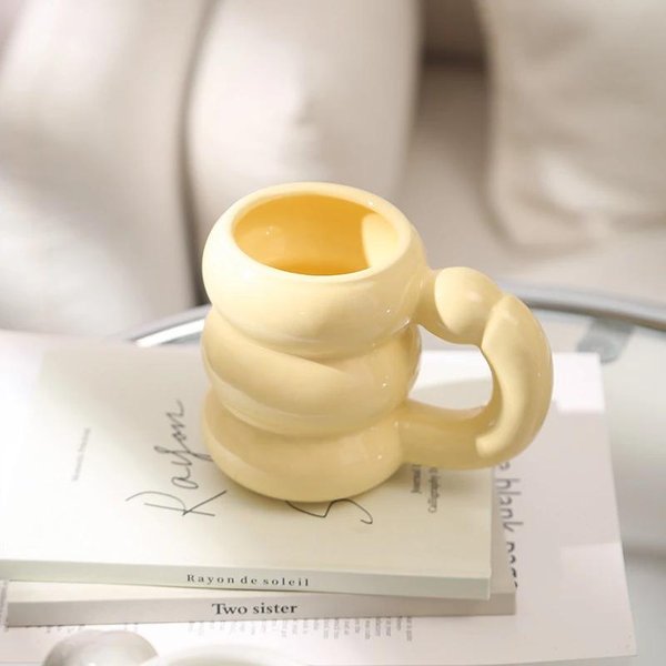 Tazas De CeráMica Lindas, Tazas De Café, Tazas De Café Con Burbujas Circulares De DiseñO Coreano Kawaii, Tazas Para Desayuno, Leche, Jugo, Té, Taza Con Asa, Aptas Para Microondas 400Ml-image