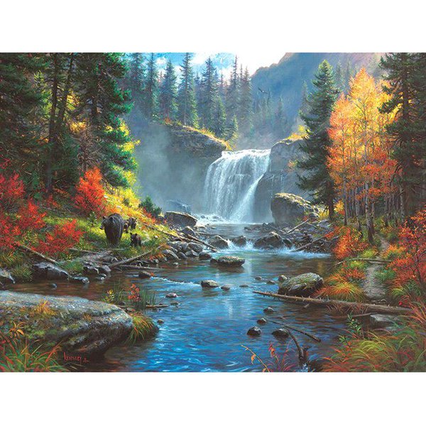 Bordado De Diamantes De Taladro Redondo Completo Lago Del Bosque 5D DIY Pintura De Diamantes Punto De Cruz PedreríA 20X30CM-image