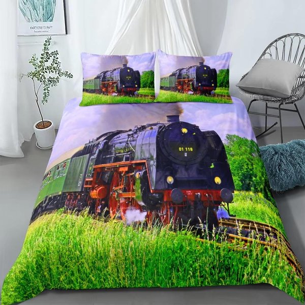 Juego De Funda NóRdica Tren Flying Scotsman Reino Unido Individual Doble Queen US Twin Full King Size Entre Juego De Ropa De Cama 180X210Cm-image
