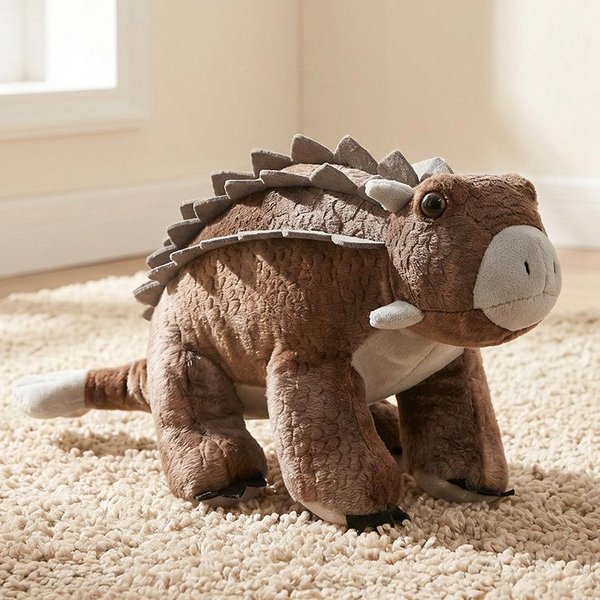 25 Cm Symulacja Dinozaura Pluszowa Zabawka Realistyczny Triceratops Ankylosaur Stegozaur T-Rex Pterozaur Smok Lalka KreskóWka MięKki Prezent Dla Dzieci 25Cm BrąZowy-image