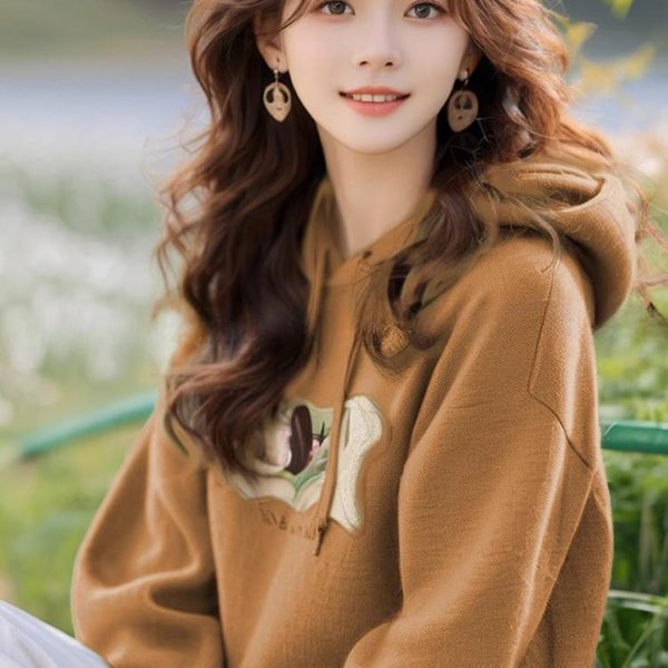 Sudadera Con Capucha Informal Coreana De OtoñO Temprano, Chaqueta MarróN, Nueva Para Mujer, Primavera Y OtoñO 2XL Black-image