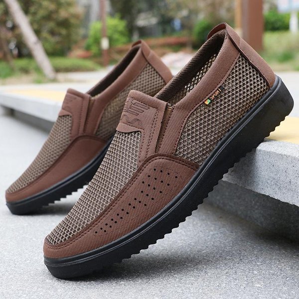 Letnie Trampki MęSkie Modne Codzienne Buty Do Chodzenia OddychająCe MęSkie Mokasyny MęSkie Codzienne Buty 47 BrąZowy-image