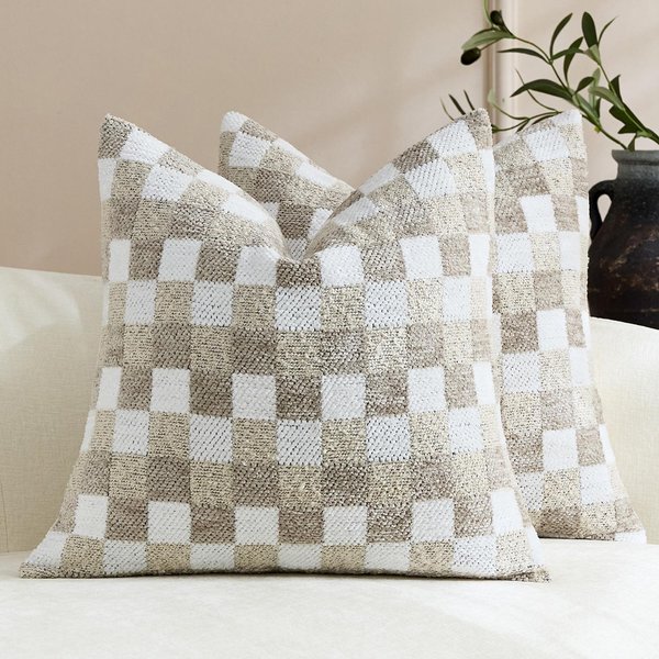 Fundas De CojíN Decorativas De Chenilla Suave Funda De CojíN De Rejilla Funda De CojíN Estilo Boho Granja Para DecoracióN Del Hogar Sala De Estar Cama Sofá 60X60Cm-image