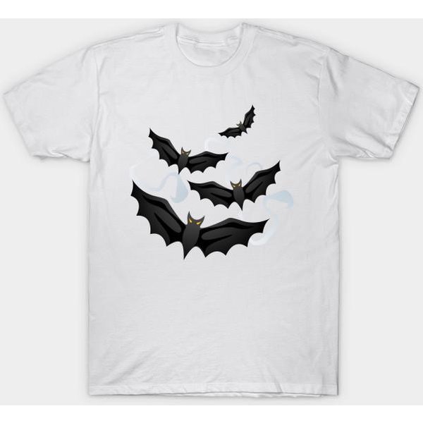 T Shirt Kobiety Halloween PrzerażAjąCe Nietoperze Harajuku Drukuj Kawaii Tshirt Letnia Koszulka Damska Z KróTkim RęKawem Top Tee 4XL BiałY-image