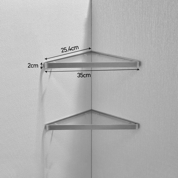 Estante De Esquina Para BañO NíQuel/Negro Acero Inoxidable 304 Estante De Vidrio Para Ducha Estante De Almacenamiento Para BañO Montado En Pared Estante Triangular Gray-image