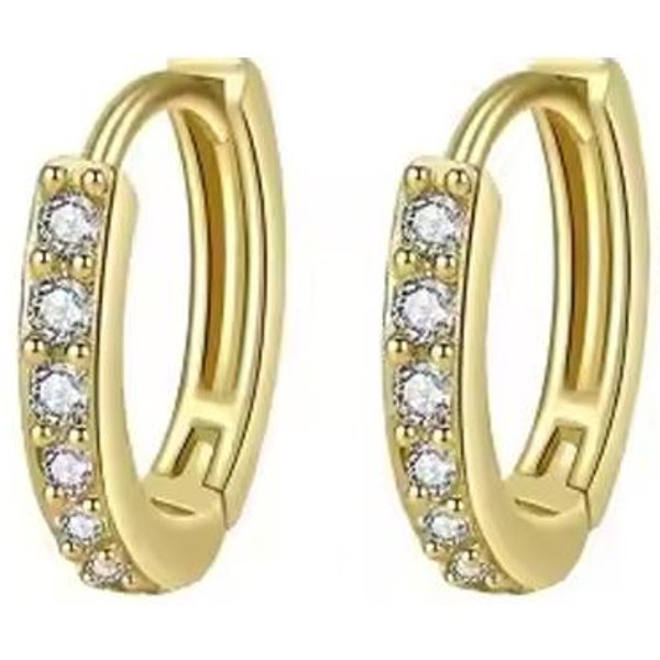 Pendientes PequeñOs Aro De Plata De Ley 925 Huggie De Circonita Chapados En Oro De 14K PerforacióN De CartíLago Ear Cuff Pendientes Diminutos Para Mujeres Hombres 10Mm Beige-image
