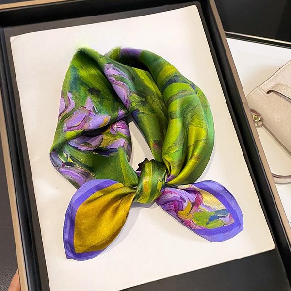 Moda 2025 Szalik 100% Prawdziwy Jedwab 53Cm Kwadratowy Bandelet Damski Jedwabny Temperament MałY Szalik Ozdobny Owijka Na Szyję Drukowane Szaliki Yellow-image